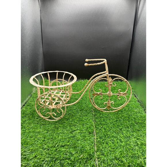 Decorative Ivory Metal Tricycle Planter - Picture 5 of 8